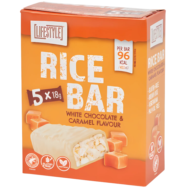 LIFESTYLE - Rice Bar White Chocolate & Caramel Flavor glutenfrei (Einzelriegel) 18g